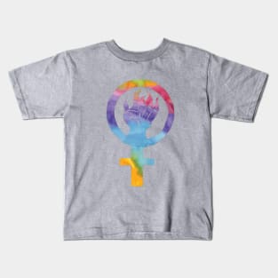 Rainbow Feminist Fist Kids T-Shirt